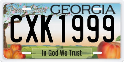 GA license plate CXK1999