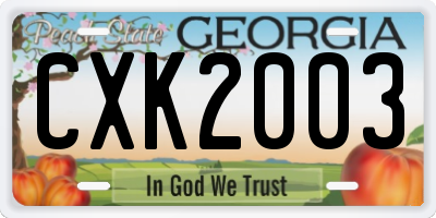 GA license plate CXK2003