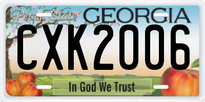 GA license plate CXK2006