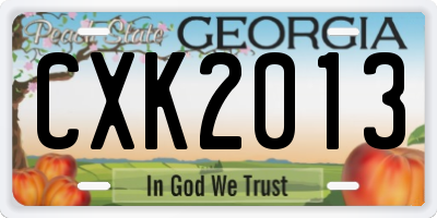 GA license plate CXK2013