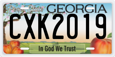 GA license plate CXK2019