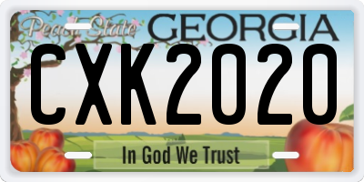 GA license plate CXK2020