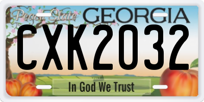 GA license plate CXK2032