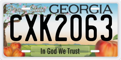 GA license plate CXK2063