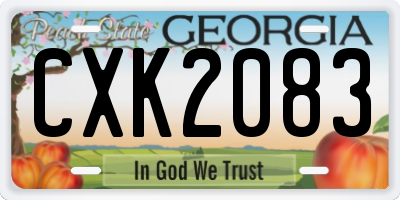 GA license plate CXK2083