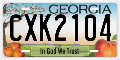 GA license plate CXK2104