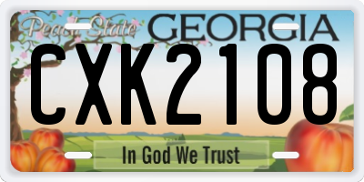 GA license plate CXK2108