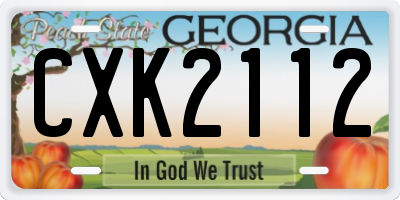 GA license plate CXK2112