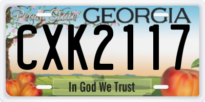 GA license plate CXK2117