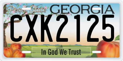 GA license plate CXK2125