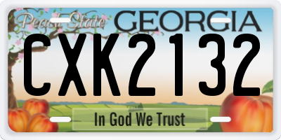 GA license plate CXK2132