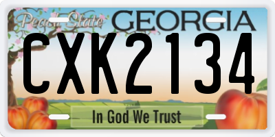 GA license plate CXK2134