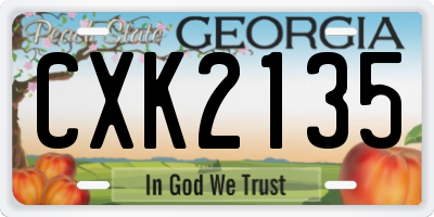 GA license plate CXK2135