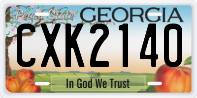 GA license plate CXK2140