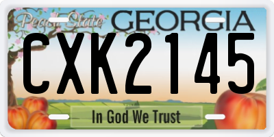 GA license plate CXK2145