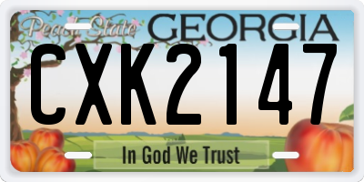 GA license plate CXK2147