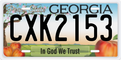 GA license plate CXK2153
