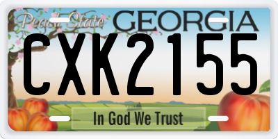 GA license plate CXK2155