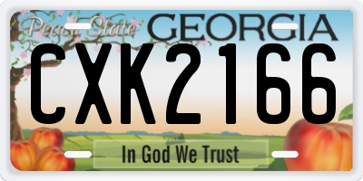 GA license plate CXK2166