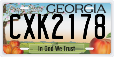GA license plate CXK2178