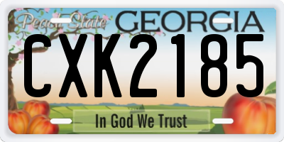 GA license plate CXK2185