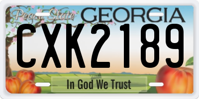 GA license plate CXK2189