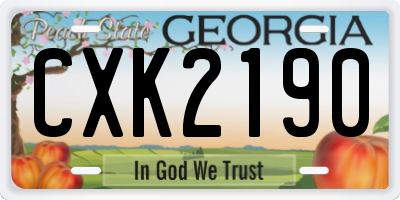 GA license plate CXK2190