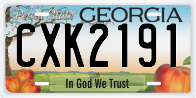 GA license plate CXK2191