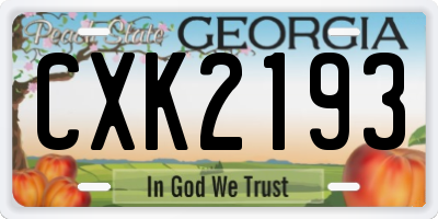 GA license plate CXK2193