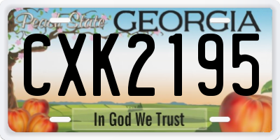 GA license plate CXK2195