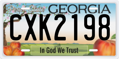 GA license plate CXK2198