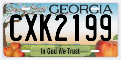 GA license plate CXK2199