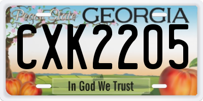 GA license plate CXK2205
