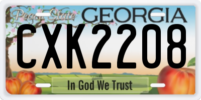 GA license plate CXK2208