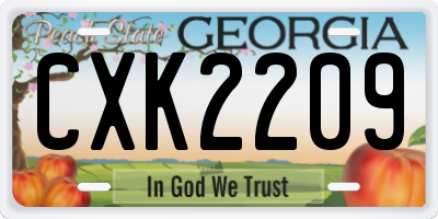 GA license plate CXK2209
