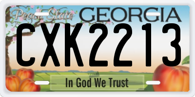 GA license plate CXK2213