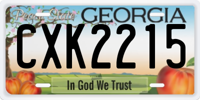 GA license plate CXK2215