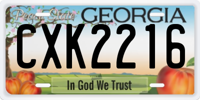 GA license plate CXK2216