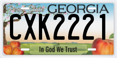 GA license plate CXK2221