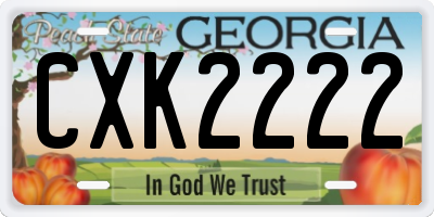 GA license plate CXK2222