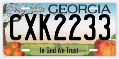 GA license plate CXK2233