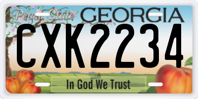 GA license plate CXK2234