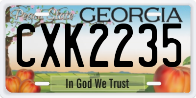GA license plate CXK2235