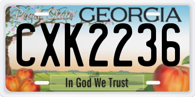 GA license plate CXK2236