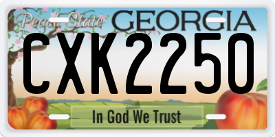 GA license plate CXK2250