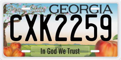 GA license plate CXK2259