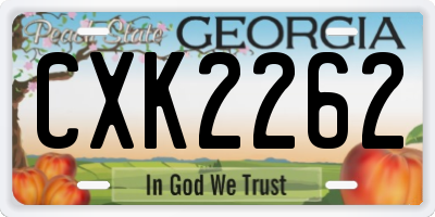 GA license plate CXK2262