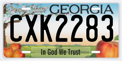 GA license plate CXK2283