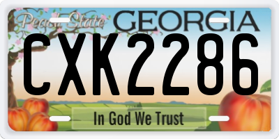 GA license plate CXK2286