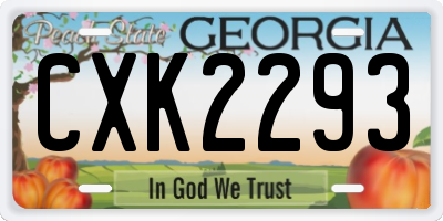 GA license plate CXK2293